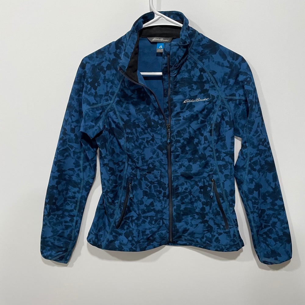 Eddie Bauer First Ascent Womens‎ XS Blue Black Camo Print Full Zip Jacket